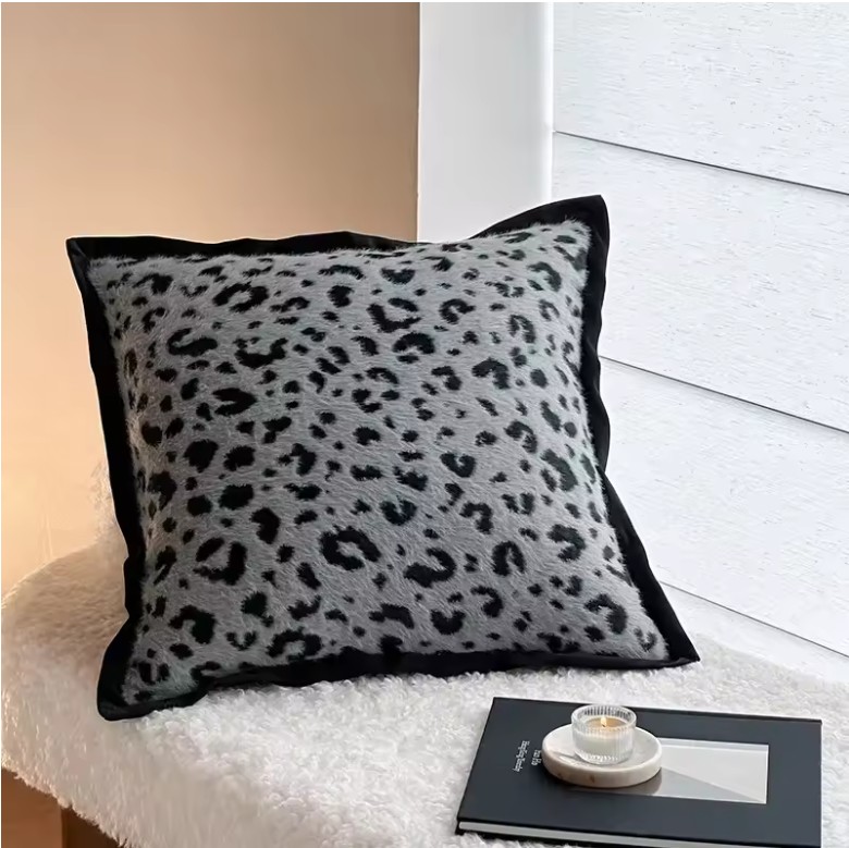 Luxury Leopard Print Faux Fur Pillow – Soft & Fluffy Cushion for Sofa or Bed