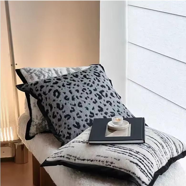 Luxury Leopard Print Faux Fur Pillow – Soft & Fluffy Cushion for Sofa or Bed - Image 2