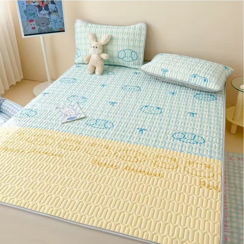 Latex Cooling Mat – Soft Ice Silk Summer Bed Sheet Set with Thick Pad & Pillowcase - Image 5