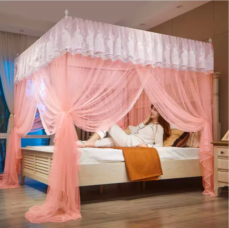 Luxury Lace Square Mosquito Net – Princess Canopy Bed Tent with Stainless Steel Frame for Double & Queen Beds - Image 3